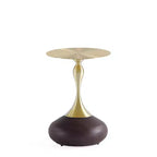 Manhattan Comfort Lot de 2 tables d'appoint Patchin avec base ronde en métal et plateau de table doré en bois marron