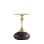 Manhattan Comfort Lot de 2 tables d'appoint Patchin avec base ronde en métal et plateau de table doré en bois marron