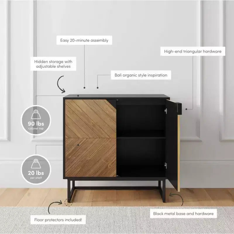 Nathan James Lot de 3 consoles Enloe avec portes en bois noires