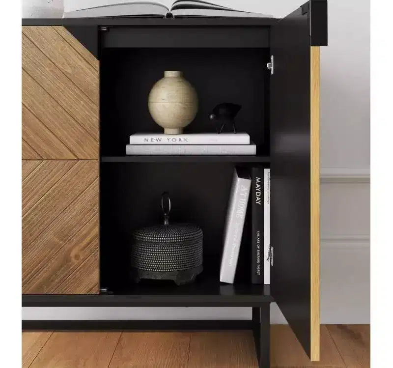 Nathan James Lot de 3 consoles Enloe avec portes en bois noires