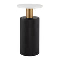 Danya B. Fritz Round Midcentury Modern Column Side Accent Table Faux Marble Laminate Tabletop White/Black