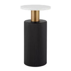 Danya B. Fritz Round Midcentury Modern Column Side Accent Table Faux Marble Laminate Tabletop White/Black