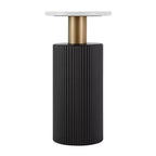 Danya B. Fritz Table d'appoint colonne moderne du milieu du siècle, plateau en stratifié effet marbre blanc/noir