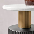 Danya B. Fritz Table d'appoint colonne moderne du milieu du siècle, plateau en stratifié effet marbre blanc/noir
