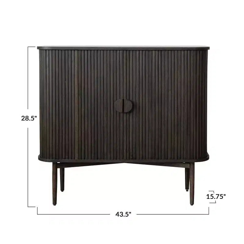 Storied Home Chêne Armoire de Rangement Décorative 2 Portes, 28,5 po (72 cm) de Hauteur : Bois d'Hévéa et MDF, Aucun Assemblage Requis