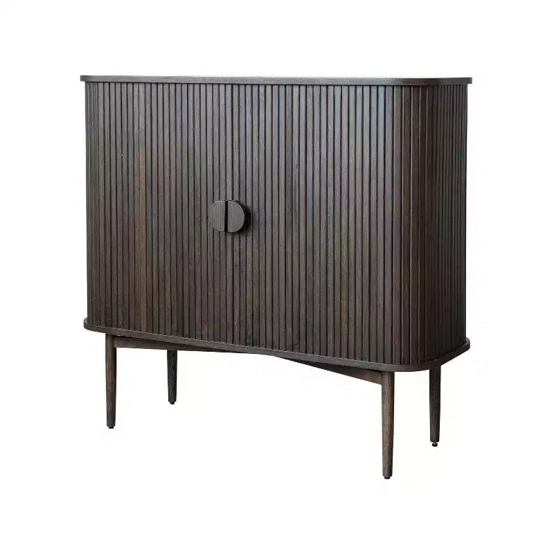 Storied Home Chêne Armoire de Rangement Décorative 2 Portes, 28,5 po (72 cm) de Hauteur : Bois d'Hévéa et MDF, Aucun Assemblage Requis