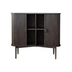 Storied Home Chêne Armoire de Rangement Décorative 2 Portes, 28,5 po (72 cm) de Hauteur : Bois d'Hévéa et MDF, Aucun Assemblage Requis