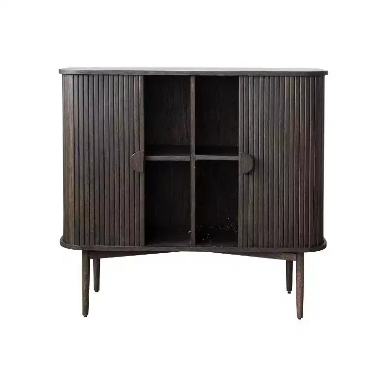 Storied Home Chêne Armoire de Rangement Décorative 2 Portes, 28,5 po (72 cm) de Hauteur : Bois d'Hévéa et MDF, Aucun Assemblage Requis