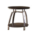 Coham End Table Silver Shield and Nickel - Steve Silver Co.: Wood Laminate, Metal Frame, Round Shape