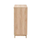 Commode de rangement Elsbeth en bois et rotin naturel à 5 tiroirs Chêne brun/brun naturel - Baxton Studio