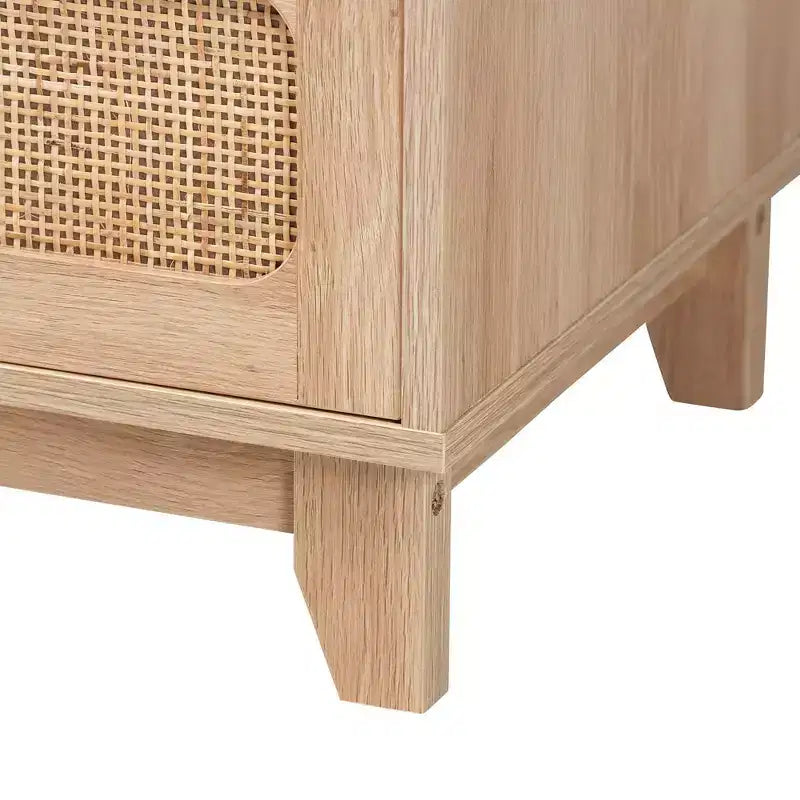 Commode de rangement Elsbeth en bois et rotin naturel à 5 tiroirs Chêne brun/brun naturel - Baxton Studio
