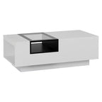 24/7 Shop At Home Camie Modern Two-Tone Coffee Table White: Storage, Tempered Glass, Rectangle, Living Room, 75 lbs Capacity
