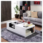 Table basse bicolore moderne 24/7 Shop At Home Camie Blanc : Rangement, Verre trempé, Rectangulaire, Salon, Capacité de 34 kg