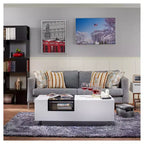 Table basse bicolore moderne 24/7 Shop At Home Camie Blanc : Rangement, Verre trempé, Rectangulaire, Salon, Capacité de 34 kg
