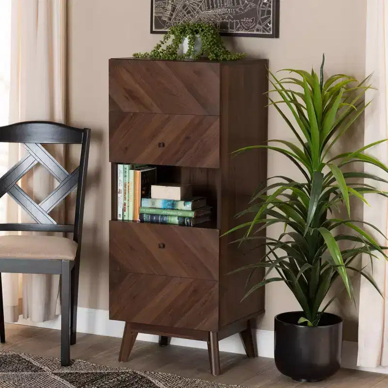 Hartman Armoire de rangement en bois Noyer brun - Baxton Studio