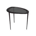 Olivia & May Aluminum Abstract Oval Shaped End Table with Shaded Glass Top Black