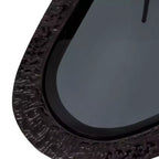 Olivia & May Table d'appoint ovale abstraite en aluminium avec plateau en verre teinté noir