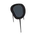 Olivia & May Table d'appoint ovale abstraite en aluminium avec plateau en verre teinté noir