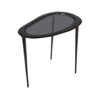 Olivia & May Table d'appoint ovale abstraite en aluminium avec plateau en verre teinté noir