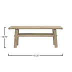 Table basse Elm Wood Storied Home Naturel : 42,5 cm de hauteur, 114,9 cm de profondeur, aucun assemblage requis, structure et plateau en orme