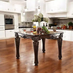 Table d'appoint Vendome 54" finition cerisier - Acme Furniture : pieds carrés en bois tourné, motifs floraux