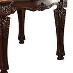 Table d'appoint Vendome 54" finition cerisier - Acme Furniture : pieds carrés en bois tourné, motifs floraux