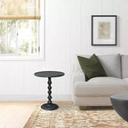 Table d'appoint Urban Port ronde 22 po en fonte d'aluminium texturée martelée, noire