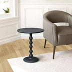 Table d'appoint Urban Port ronde 22 po en fonte d'aluminium texturée martelée, noire