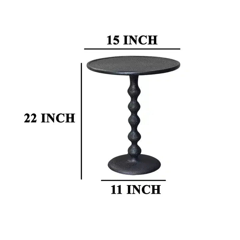 Table d'appoint Urban Port ronde 22 po en fonte d'aluminium texturée martelée, noire