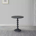 Table d'appoint Urban Port ronde 22 po en fonte d'aluminium texturée martelée, noire
