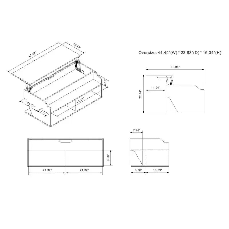 Table basse relevable transitionnelle Hawkpoint 44" chêne noir recyclé - miBasics