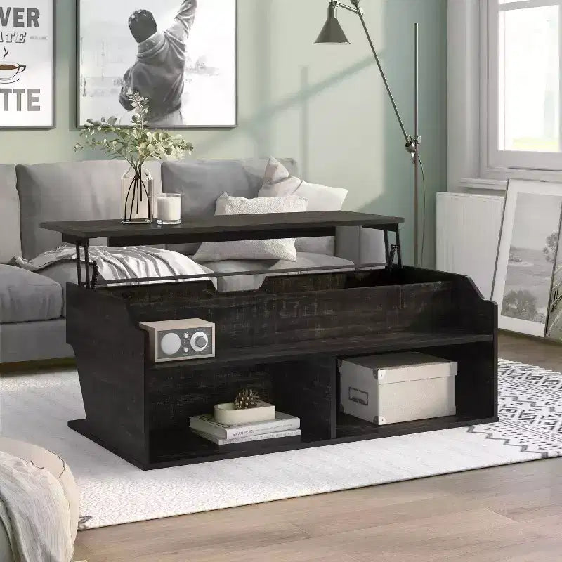 Table basse relevable transitionnelle Hawkpoint 44" chêne noir recyclé - miBasics