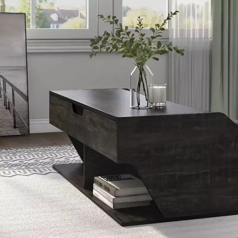 Table basse relevable transitionnelle Hawkpoint 44" chêne noir recyclé - miBasics