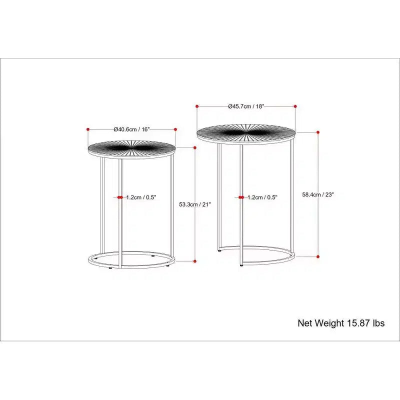 2 tables gigognes Oakdale nickel antique/cuivre antique - WyndenHall