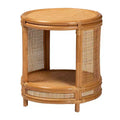 bali & pari Louis Rattan End Table Light Honey: No Assembly, Round Wicker Side