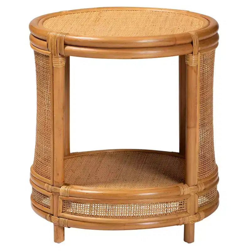 Table d'appoint en rotin Louis de bali & pari miel clair : aucun assemblage requis, table d'appoint ronde en osier