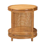 Table d'appoint en rotin Louis de bali & pari miel clair : aucun assemblage requis, table d'appoint ronde en osier