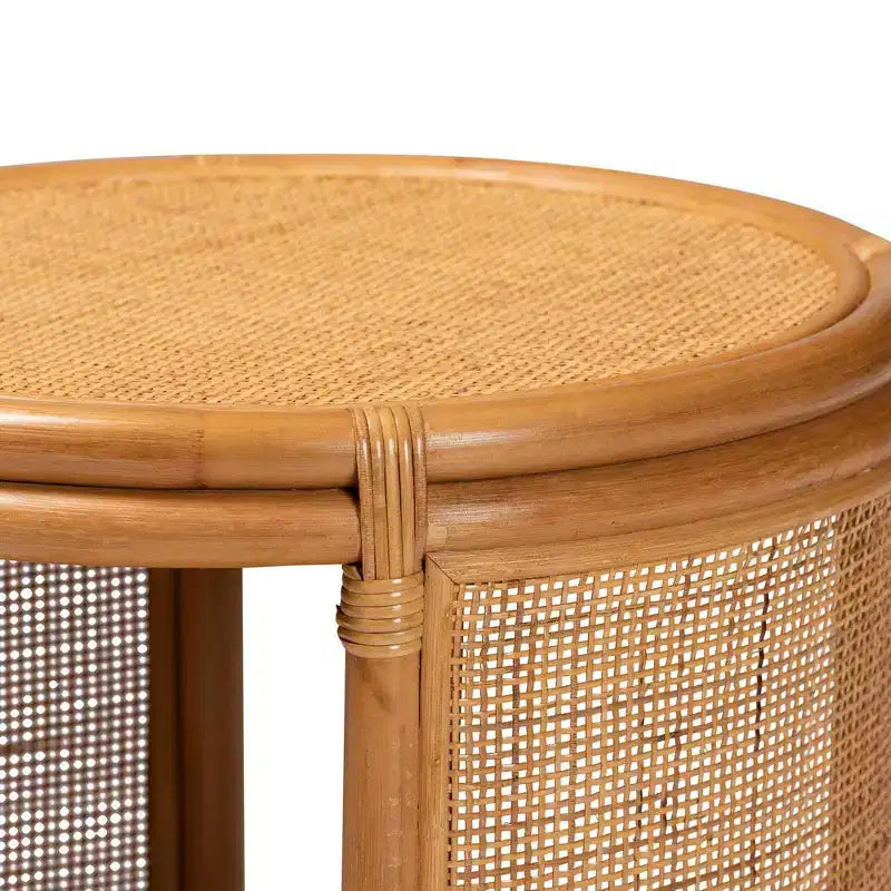 Table d'appoint en rotin Louis de bali & pari miel clair : aucun assemblage requis, table d'appoint ronde en osier