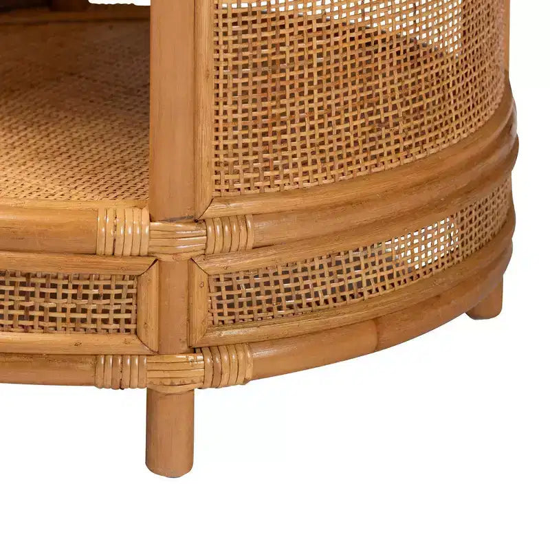 Table d'appoint en rotin Louis de bali & pari miel clair : aucun assemblage requis, table d'appoint ronde en osier