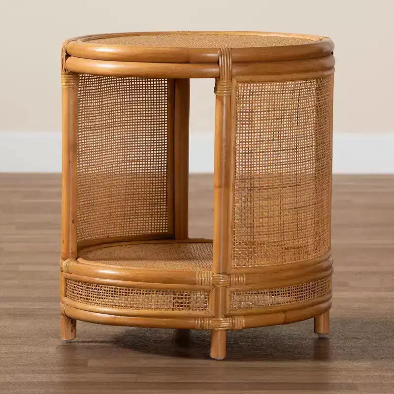 Table d'appoint en rotin Louis de bali & pari miel clair : aucun assemblage requis, table d'appoint ronde en osier