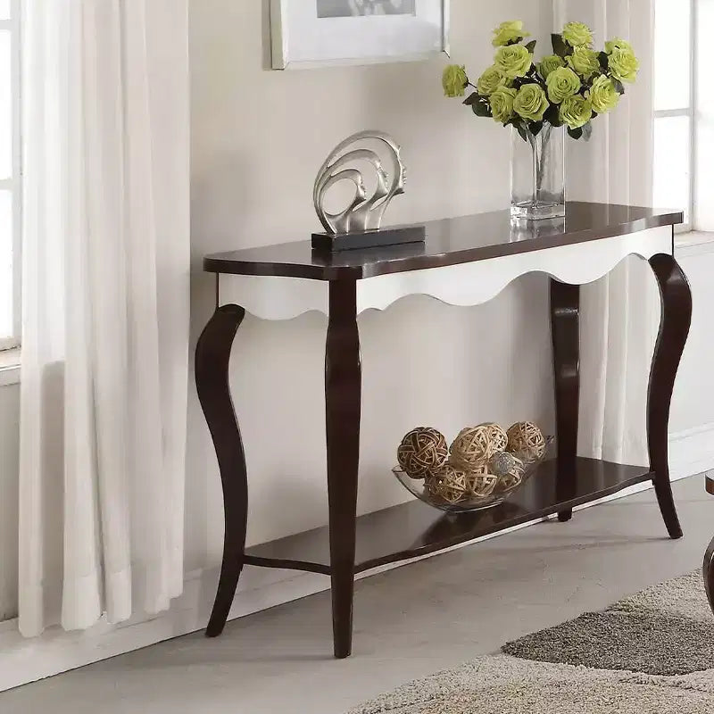 Console Mathias, fini blanc et noyer, de Meubles Acme
