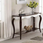 Console Mathias, fini blanc et noyer, de Meubles Acme