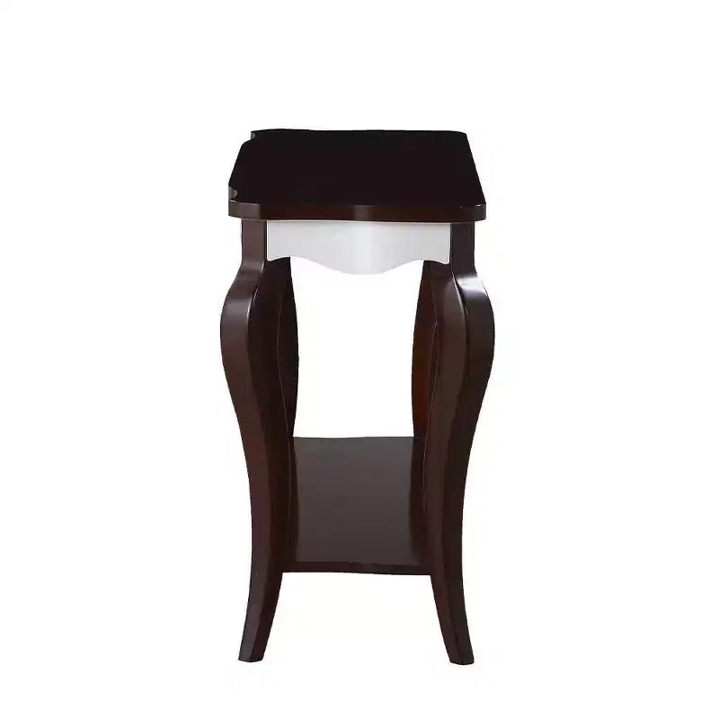 Console Mathias, fini blanc et noyer, de Meubles Acme