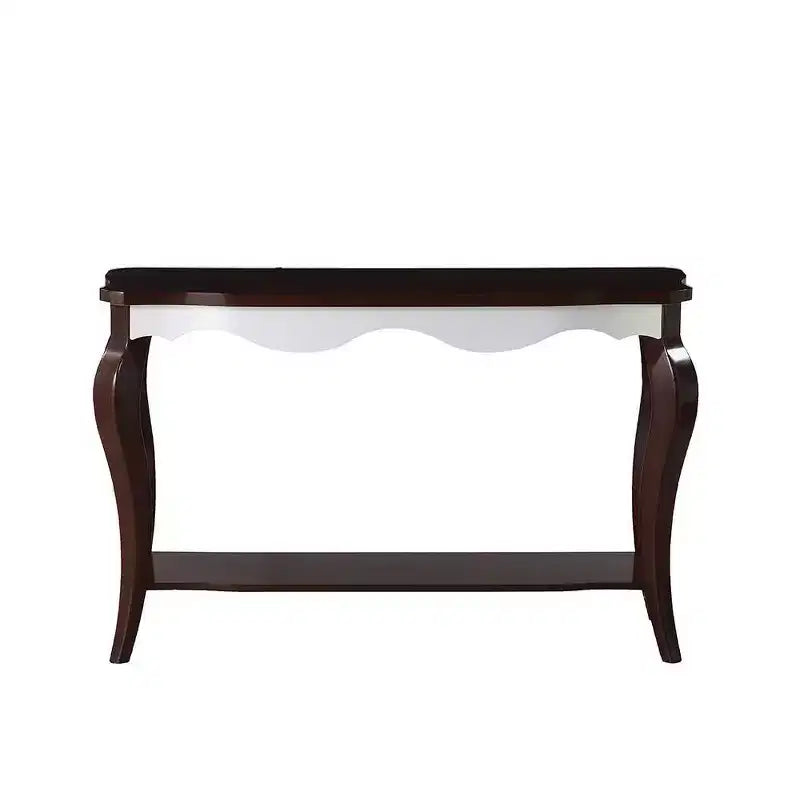 Console Mathias, fini blanc et noyer, de Meubles Acme