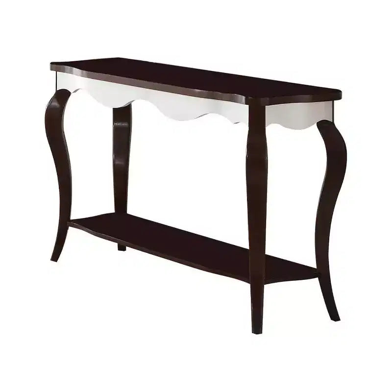 Console Mathias, fini blanc et noyer, de Meubles Acme
