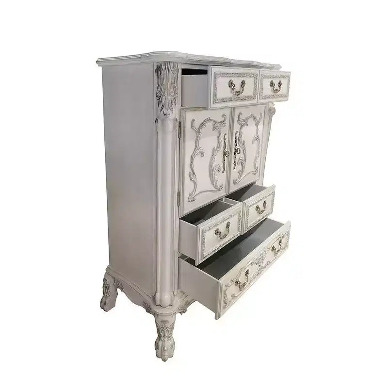 Acme Furniture Dresden II 42 po, Tiroirs de rangement décoratifs, fini blanc cassé : Commode à 5 tiroirs, en bois composite, aucun assemblage requis