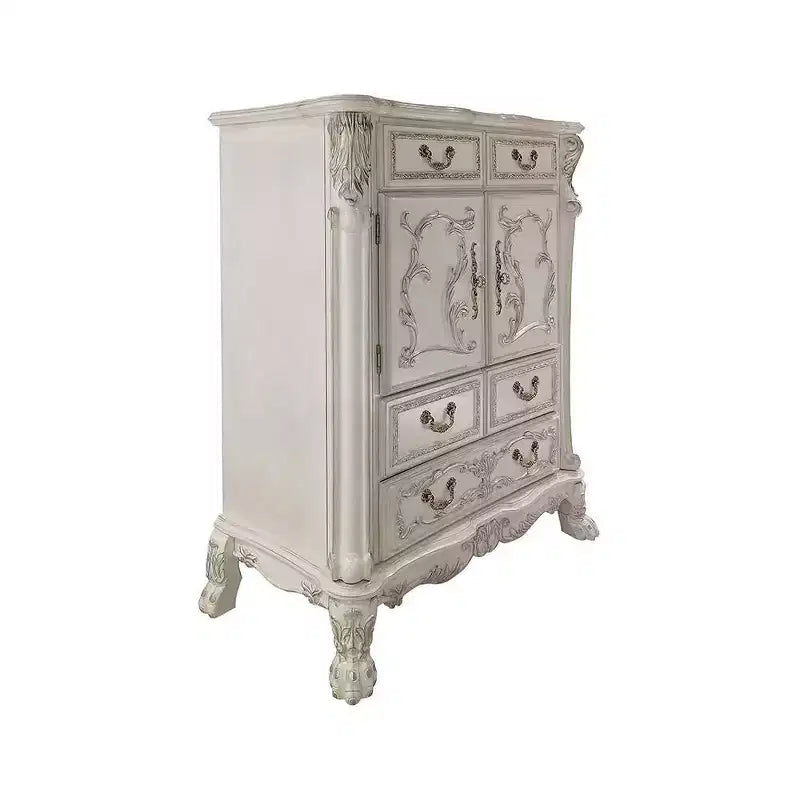Acme Furniture Dresden II 42 po, Tiroirs de rangement décoratifs, fini blanc cassé : Commode à 5 tiroirs, en bois composite, aucun assemblage requis