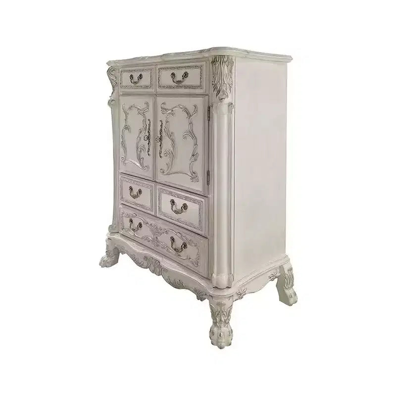 Acme Furniture Dresden II 42 po, Tiroirs de rangement décoratifs, fini blanc cassé : Commode à 5 tiroirs, en bois composite, aucun assemblage requis