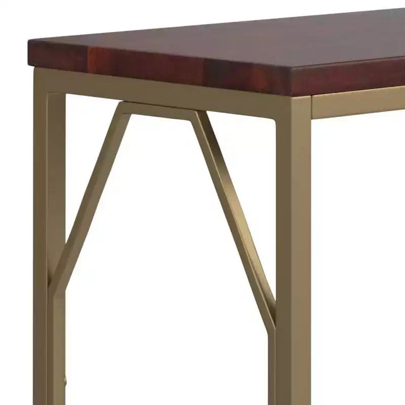 WyndenHall Ebsen Table d'appoint en métal et bois Cognac : Table d'appoint rectangulaire contemporaine, résistante aux rayures