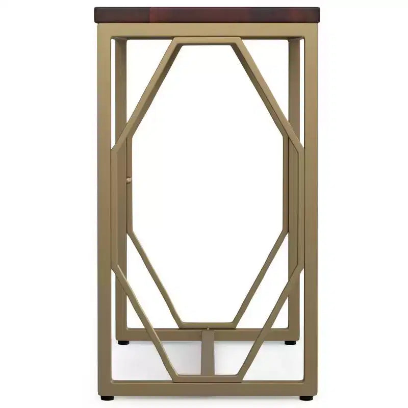 WyndenHall Ebsen Table d'appoint en métal et bois Cognac : Table d'appoint rectangulaire contemporaine, résistante aux rayures